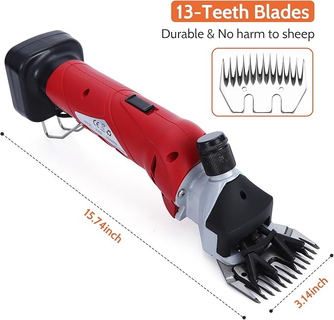 DUCKBOY Cordless Sheep Shears Clippers, Rechargeable Animal Pet Hair Clipper Groomer Shears 380W 18V for Animal, Goats, Cattle, Farm Livestock Pet, Hair Shaving
