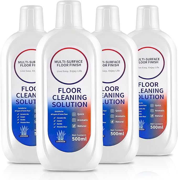 Floor Cleaning Solution Compatible with Tineco iFLOOR Series, All Robot Vacuums & Wireless Wet-Dry Mops, 4 Bottle Floor Cleaner Refill, Lavender Scent
