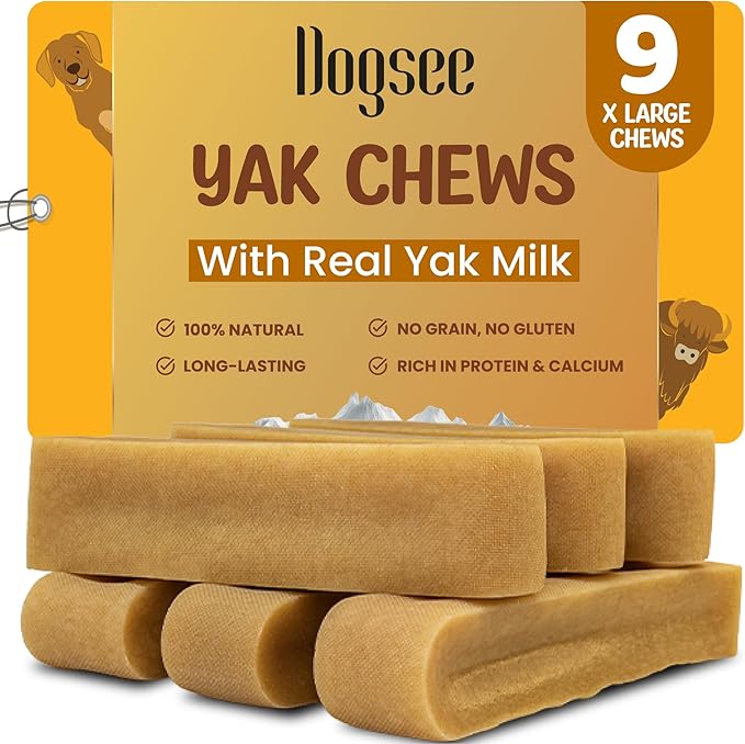 Dogsee Original Himalayan Yak Cheese Chews (XL - 9 Pieces) | Rawhide-Free | Long-Lasting | Fights Plaque & Tartar | Helps Clean Teeth