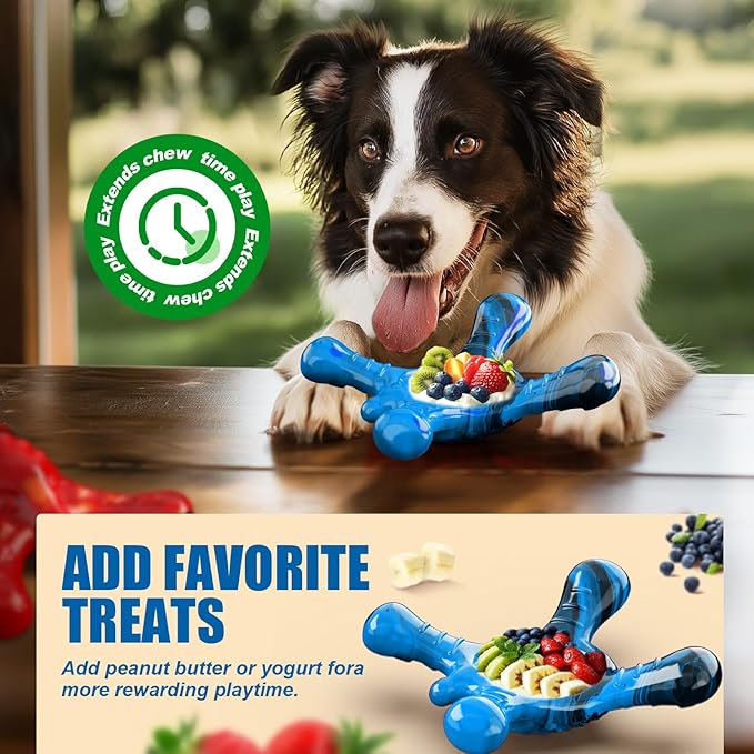 Dog Toys for Aggressive Chewers, Nylon Indestructible Toy for Medium Large Dogs, Hedgehog-Shaped Chew Toys with Bacon Flavor, Long Lasting, Dog Toys for Boredom, Blue