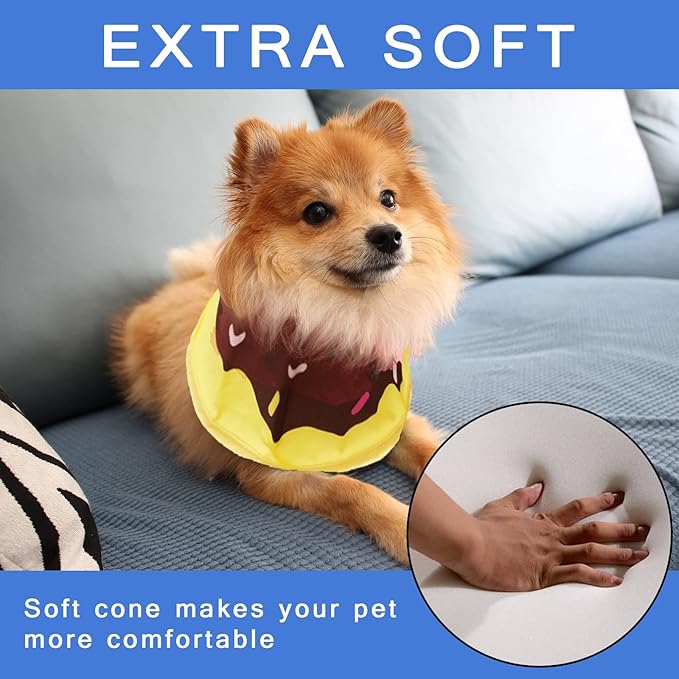 Soft Dog Cone, Lightweight Elizabethan Collar for Dogs, Adjustable Soft Cones for Dogs/Cats to Stop Licking After Surgery, Cute Donut Cone of Shame Alternatives for Pets (X-Small)