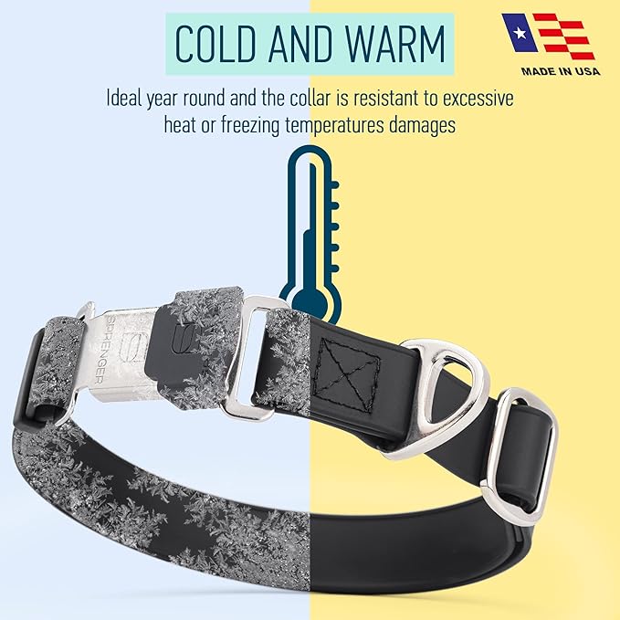 Dogline Biothane Waterproof Dog Collar with Herm Sprenger Black Stainless Steel Quick Release Buckle – Heavy Duty Tactical Durable Collar for Dogs – Comfortable and Safe Pet Collar W 1" L 15-25" Black