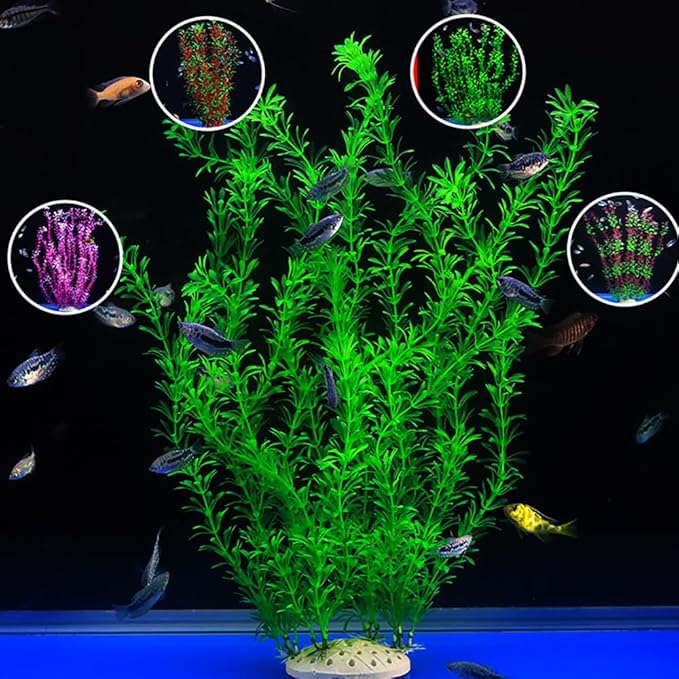 DSkoiph 2 pcs Aquarium Decor Plastic Plants Extra Large 21 Inches Artificial Fish Tank Plants Tall Fish Tank Decorations Artificial Green Water Plants (Green)