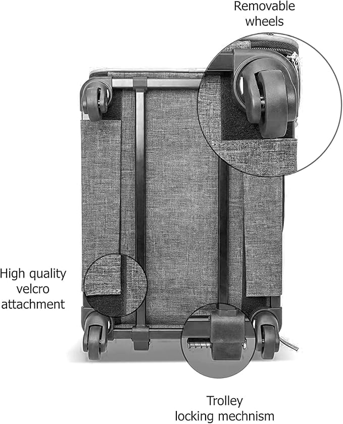 Airline Approved Expandable Premium Pet Carrier on Wheels- Two Sided Expandable Rolling Carrier- Designed for Dogs & Cats- Extra Spacious Soft Lined Carrier! - Light Blue