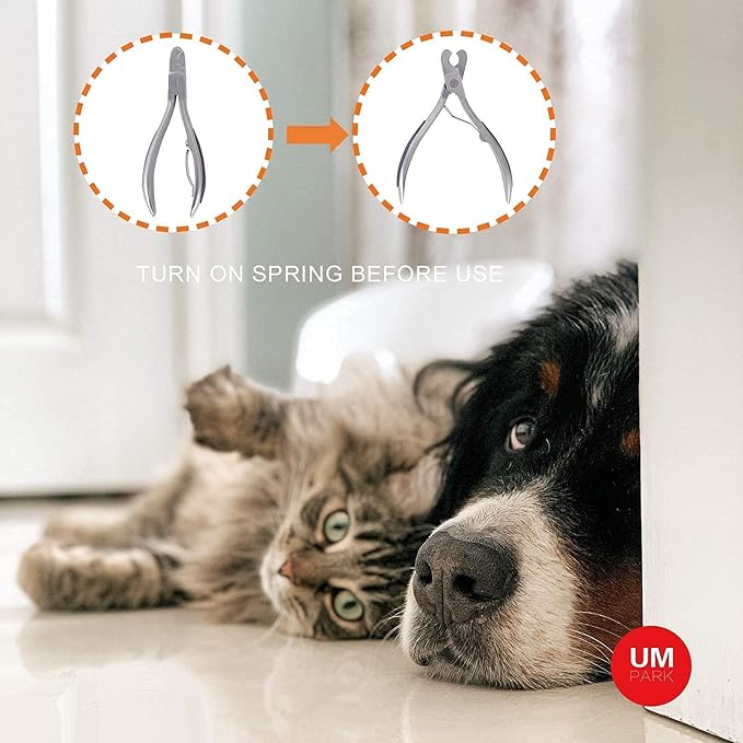 Dog Nail Clipper | Pet Cat Claw Trimmer -Sharp Angled Stainless Steel Blade for Quick Safety -Sturdy Non-Slip Handle -Nail File & Set Box -Professional Tools for Large & Small Pet