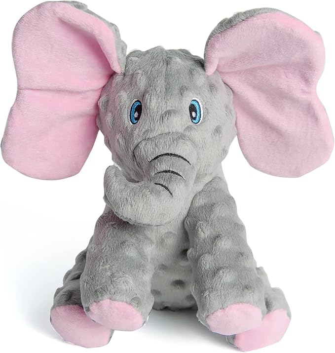DODODOLA Dog Toys Puppy Toys Cute Squeaky Elephant Dog Toy with Crinkle Paper Stuffed Plush Animal to Keep Them Busy for Small Medium Large Dogs