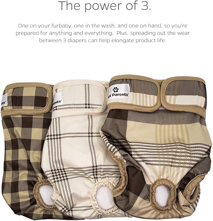 Pet Parents® Washable Dog Diapers (3pack) + Extendrs® of Durable Doggie Diapers, Premium Dog Diapers Female & Male (X-Large, Oxford)