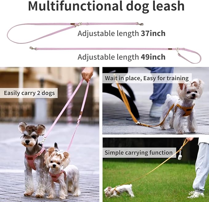 Puppytie No Pull xs Dog Harness with Multifunction Dog Leash,Soft Adjustable No Choke Escape Proof Pet Harness Vest,Light Purple,XS