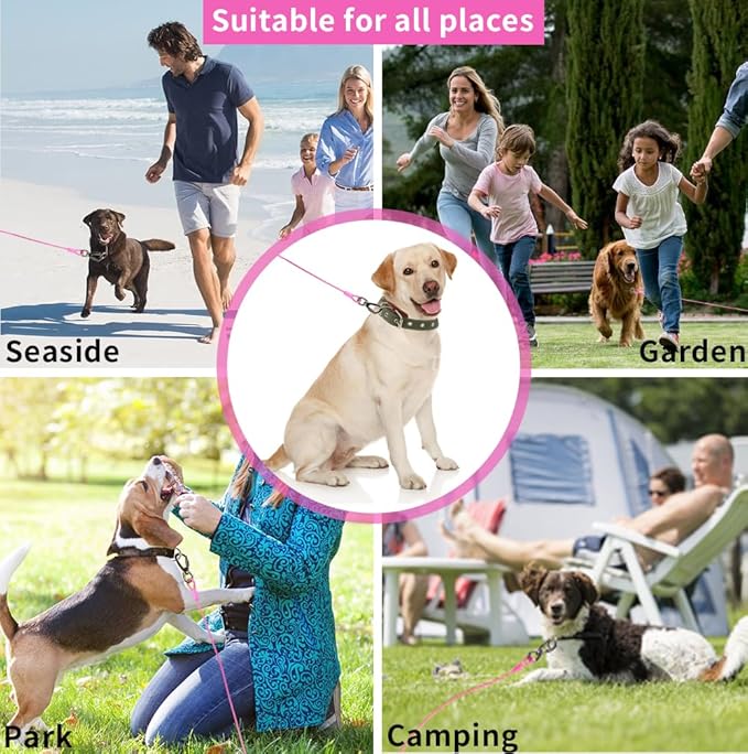 Dog tie Out Cable, 10/20/25/30/50/70/100 feet, Suitable for Dogs up to 350 pounds, Dog Cable with Swivel Buckle, Lightweight, Non-Winding, for Outdoor Camping, Yard Dog Cable (Pink, 100FT)