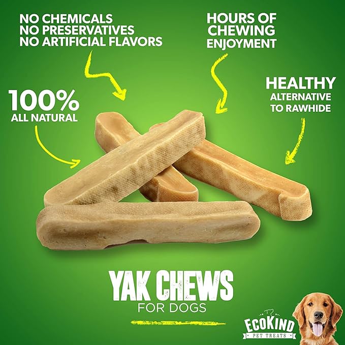 EcoKind Premium Gold Yak Cheese Himalayan Dog Chews, Dog Treats Large Breed, All Natural, High Protein, for Aggressive Chewers, Large - 2 Chews