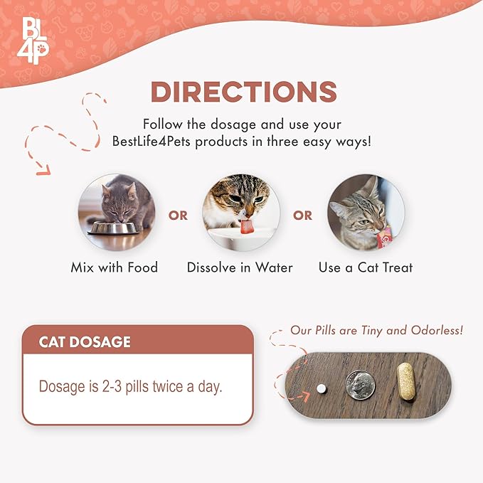 Mange Treatment for Cats, Natural Ear Mite Treatment & Cat Itchy Skin Relief, Helps with Welts, Scabs, Feline Dandruff, Shedding, Excessive Grooming and General Fur and Coat Care, 400 Odorless Pills