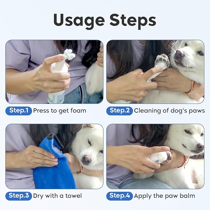 Dog Paw Care Kit- 2 Packs Cleaner for Dogs Large Medium Small XL Breed-Dog Paw Balm for Heals - Repairs & Restores Dry - Cracked Paws & Nose Protector for Pet Foot Washer Care