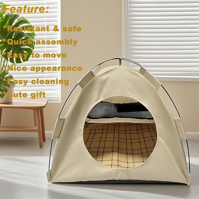 BreezyDen Pop-Up Pet Tent – Portable Hideaway for Cats & Small Dogs, Portable Indoor/Outdoor Pet Tent House with Mesh Window, Waterproof, Breathable, Scratch-Resistant, Fully Washable (Gray,M)