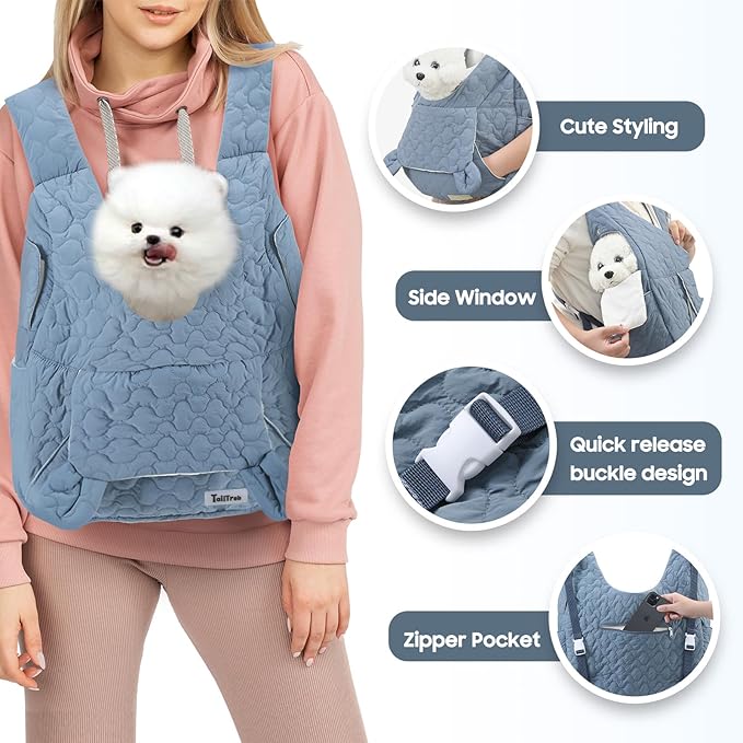 Pet Carrier Backpack, Adjustable Pet Front Cat Dog Carrier Backpack Travel Bag for Small Medium Dogs Cats and Rabbits, Safety Strap with Removable Bottom Plate for Camping Hiking Traveling