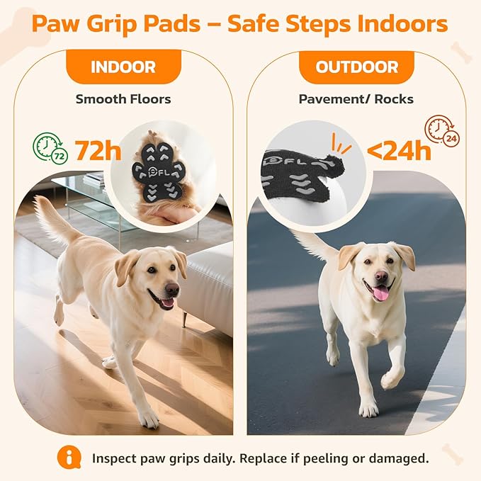 Non-Slip Dog Paw Protector Pads for Senior Dogs, Dog Paw Traction Stickers with Anti-Slip Rubber, Help Dogs Walk on Hardwood Floor, Essentials,Pink 48pcs, XXL for 61-80lbs