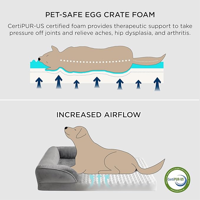 Bedsure XL Orthopedic Dog Bed for Extra Large Dogs - Washable XLarge Dog Cat Bed Waterproof, Comfort Dogs Couch Sofa with Washable Removable Cover, Pet Bed with Nonskid Bottom, Ivory, 42"