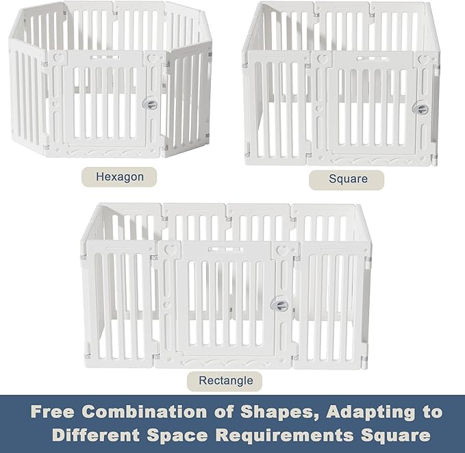 Dog Playpen with Door, DIY Shape Combination Puppy Pen,25.5" H 10-Panel Dog Fence,Non-Slip & Secure Pet Gate, Easy to Assemble