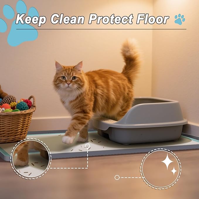 Pee Pad Tray Holder for Dogs, Extra Large Soft Silicone Pet Pad Holder 34" x 22" Pee Pads, Non-Slip High Edge for Leak-Proof Urine, Floor, Cat Litter Mat with Complimentary 6 Clamps