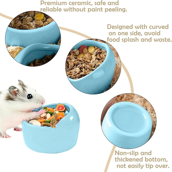 1 Blue Small Animal Bowl - Durable Hamster Food & Water Dish, Easy-Clean Design for Guinea Pigs, Rabbits, Hedgehogs, Birds (Parrots, Finches), Gerbils and Mice Hamster Bowl