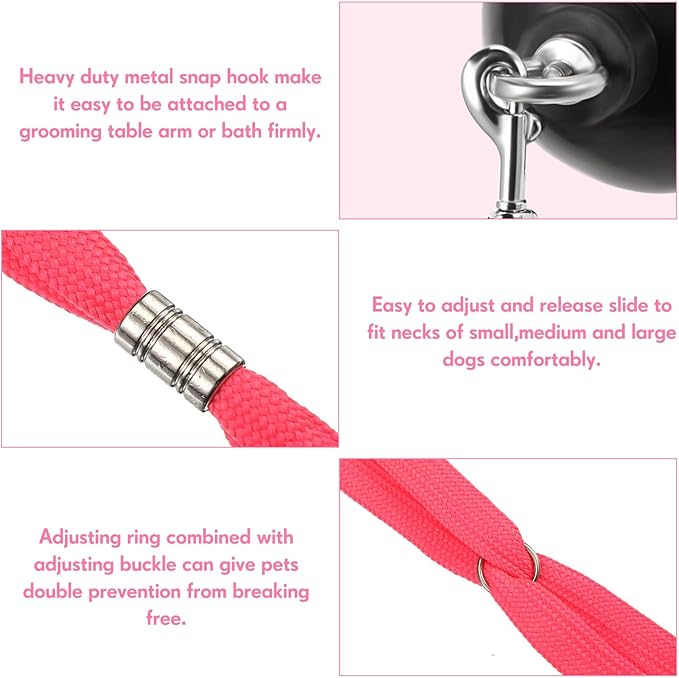 Frienda 4 Pieces Dog Bathing Tether with Suction Cup Pet Dog Grooming Tub Restraint Loops and Adjustable Cat Fixed Safety Rope for Pet Shower Bathing Grooming(Blue Pink Bright Green)