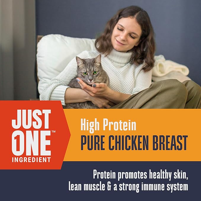 Whole Life Cat Just One Chicken Freeze Dried Cat Treats - Human Grade High Protein Food, Healthy Training Snacks, Freeze Dried Chicken Food Toppers, USA Made Natural Treats - 4 oz (Pack of 1)