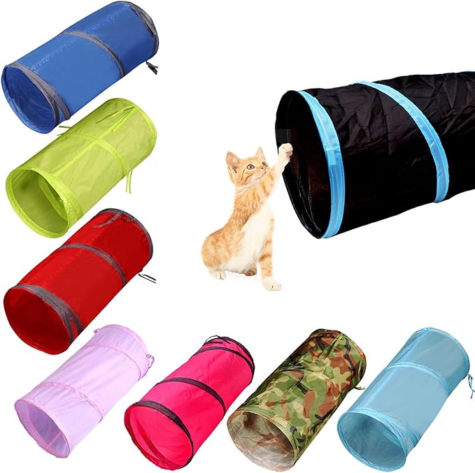 iCAGY Cat Tunnel for Indoor Cats Interactive, Rabbit Tunnel Toys, Pet Toys Play Tunnels for Cats Kittens Rabbits Puppies Crinkle Collapsible Pop Up Royal Blue 20"