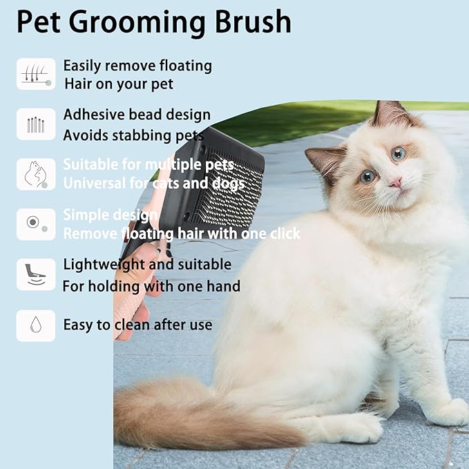 Skin-Friendly Grooming and Deshedding Brush for Dogs, Cats, and Puppies - Self-Cleaning, Easy to Use (Pink)