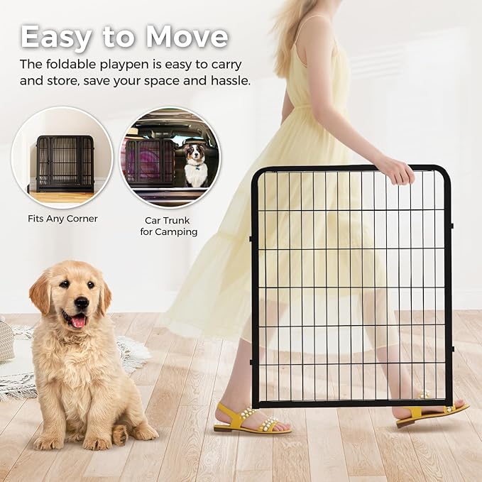 24 Inch Dog Playpen - 16 Panels Metal Pet Exercise Pen for Puppy, Indoor/Outdoor Dog Fence for Yard, Garden, Camping & RV Travel