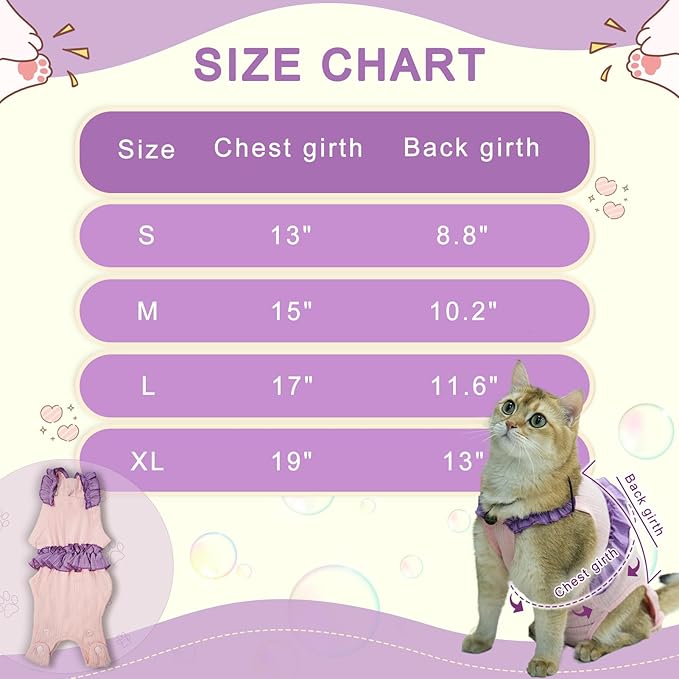 Cat Recovery Suit,Kitten Onesie After Surgery,E-Collar Alternative for Abdominal Wound and Skin Diseases,Soft Breathable Bodysuit After Spay（Yellow-XL）