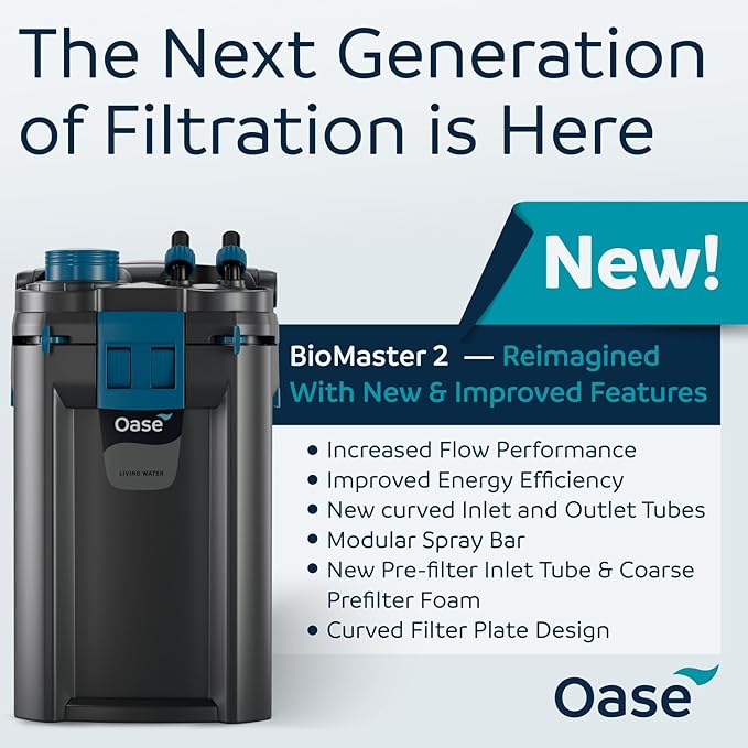 OASE BioMaster 2 850 Canister Filter for Aquariums – External Aquarium Filter with EasyClean Pre-Filter – Quiet Performance – Freshwater & Saltwater, Up to 225 Gallons