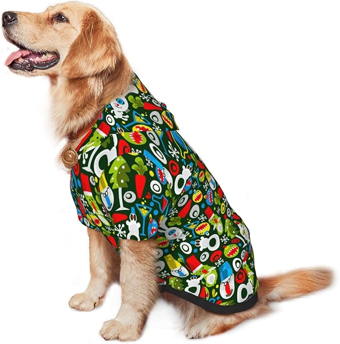 Christmas Green Monster Hoodie,Christmas Cosplay Dog Clothes with Pocket and Hat Winter Clothes Sweaters X-Small