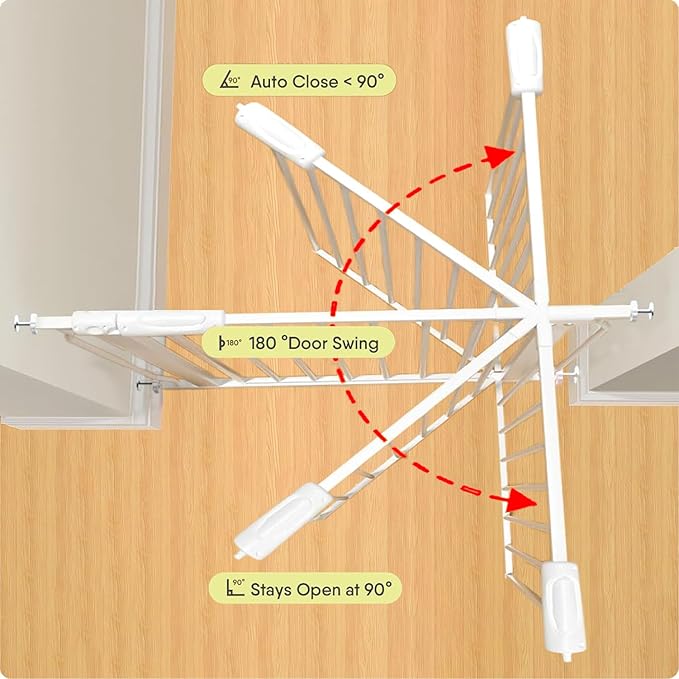 Extra Wide Baby Gate 85.8-90.5 Inch, Pressure Mounted No Drilling, for Stairs & Doorways, Metal White Indoor Safety Gate for Kids and Dogs