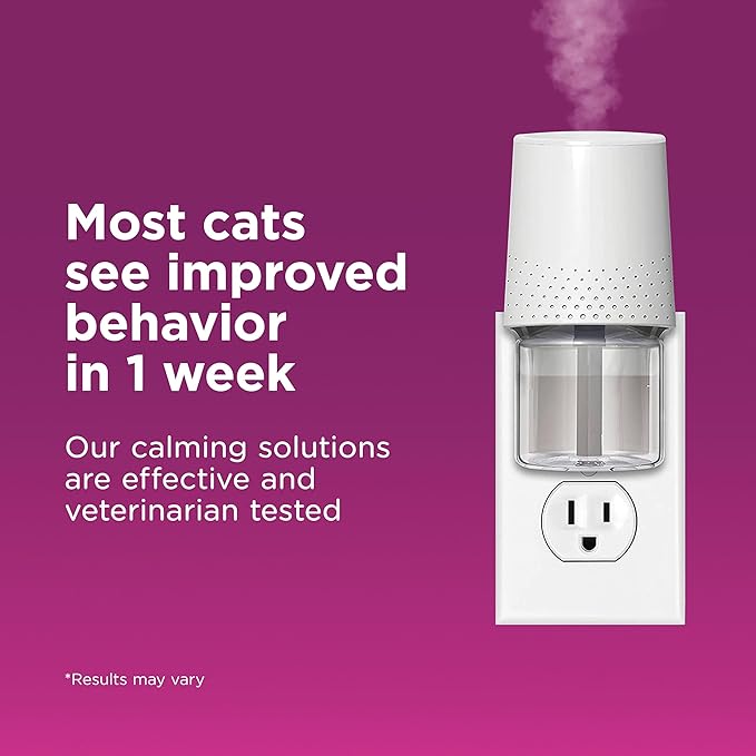 Comfort Zone 60 Day Starter Kit: 1 Cat Calming Diffuser & 2 Refills; Cat Pheromones Help Anxiety; Reduce Stress, Urine Marking, Scratching