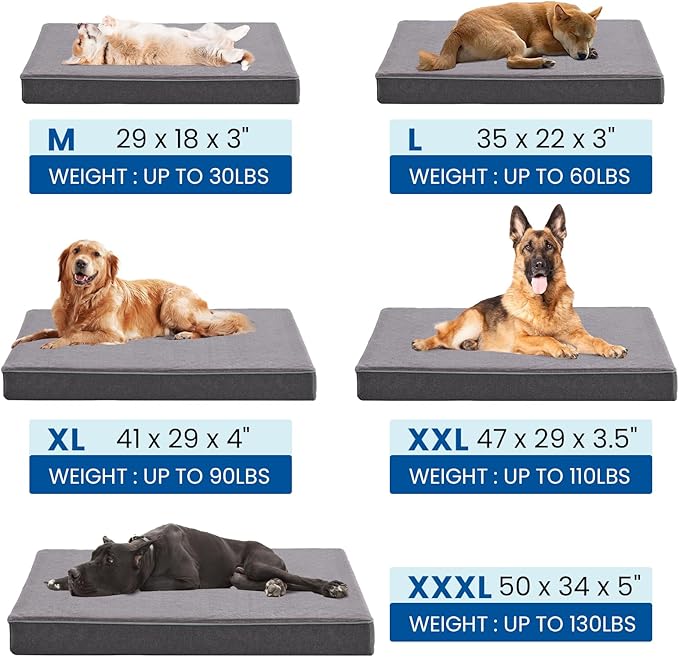 Orthopedic Memory Foam Dog Bed,Cooling Dog Beds for Medium Dogs, Washable Pet Beds for Crate with Faux Fur Cover, Waterproof Lining, M(29inch)
