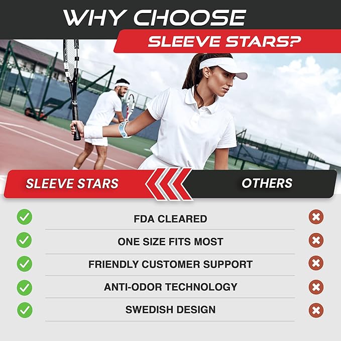 Sleeve Stars Tennis Elbow Brace for Women - Adjustable Tennis Elbow Strap, Golfers Elbow Brace for Men, Counterforce Brace for Tendonitis Relief, Fits 9"-23" (Single/Light Blue)