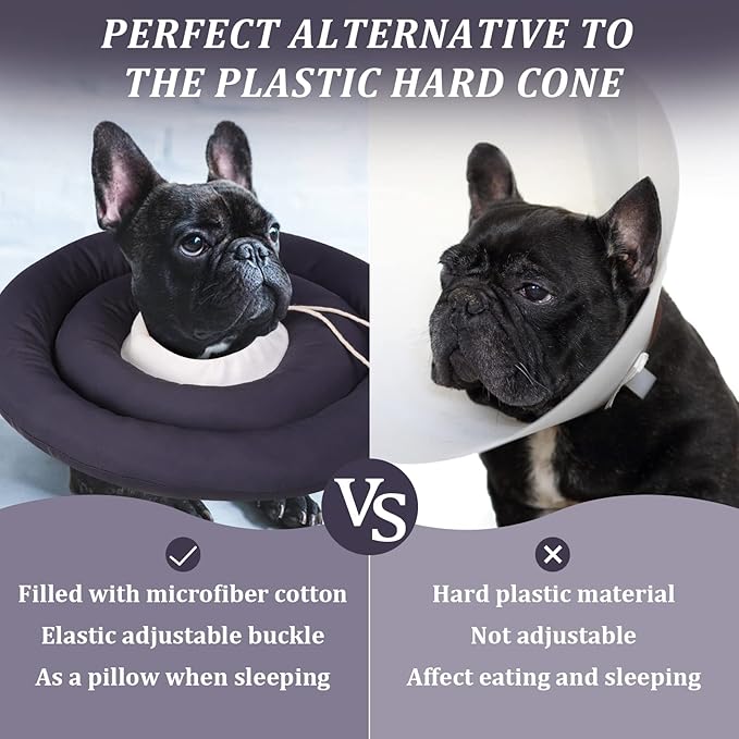 IDOMIK Dog Recovery Collar, Waterproof Soft Dog Cone After Surgery, Comfy Protective Elizabethan Collar Alternative for Dogs Cats, Adjustable Pet Neck Donut Cone Anti-Licking Biting Wounds,Grey,2XL