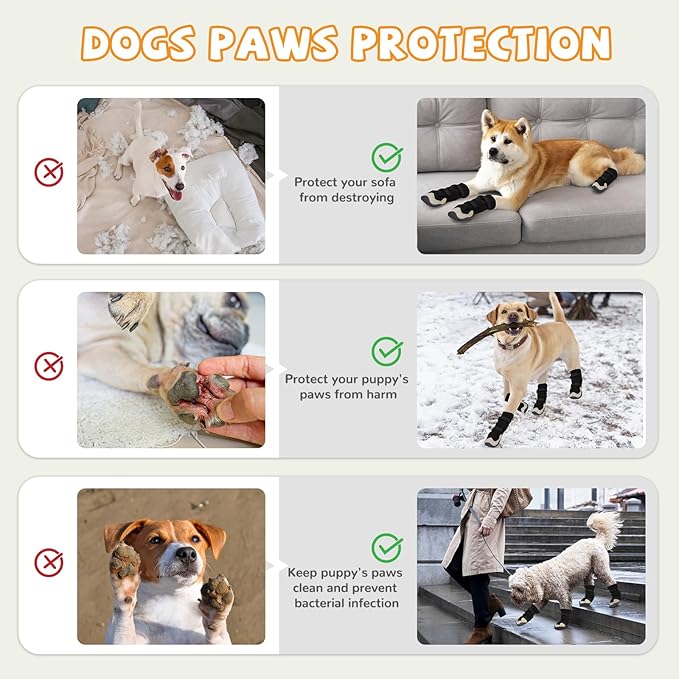 Winter Dog Snow Boots with Warm Wool Lining, Dog Shoes for Large Small Medium Dogs, Dog Booties and Paw Protectors, Anti-Slip Dog Shoes with Reflective for Snow, Hardwood Floors, Hiking (Size 5)