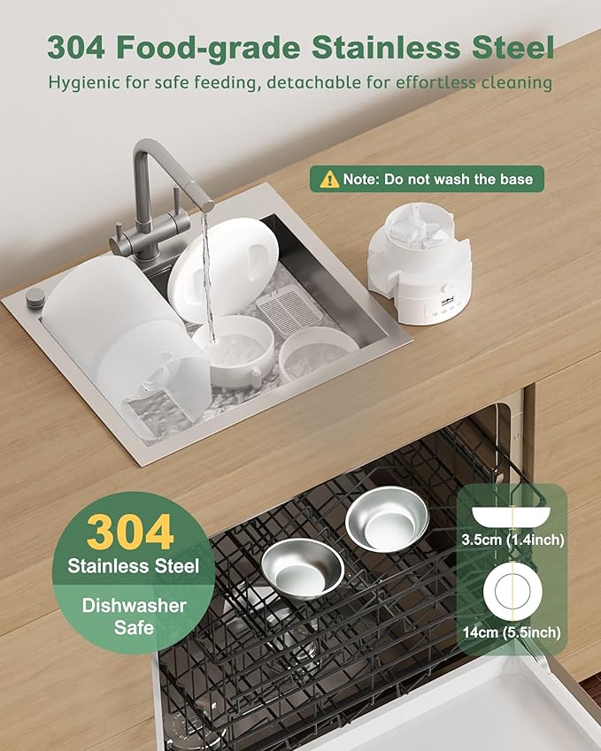 Gimars 5L Automatic Cat Feeder for 2 Cats, Programmable 1-6 Meals Cat Food Dispenser with Stainless Steel Bowl, Easy Setup, Dual Power Supply,10s Meal Call Timed Pet Feeder for Cats and Small Dogs