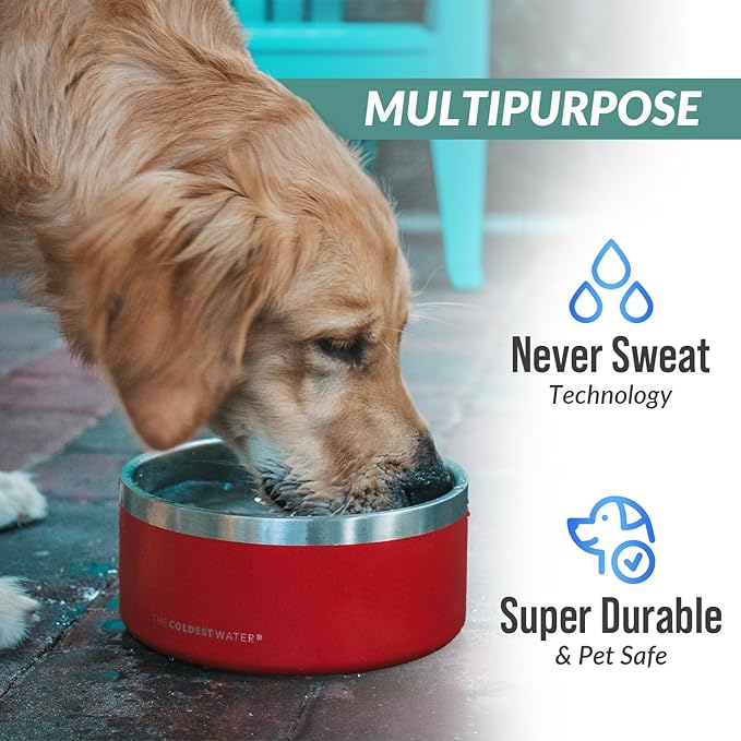 Coldest Dog Bowl - Anti Rust Metal, Non Slip, 3 Layers Insulated Stainless Steel Dog Bowls - Spill Proof & Heavy Duty - Water Bowl for Dogs, Cats & Pets, Dish Washer Safe (100 oz,Stardust Glitter)