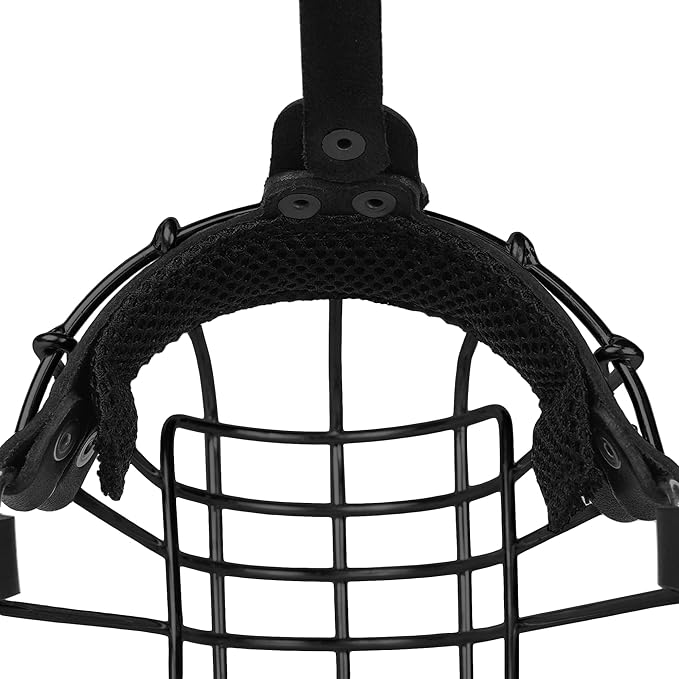 German Shepherd Dog Muzzle Metal Basket for Medium Large Dogs Adjustable Durable Leather Straps Secure Wire Mask for Biting Chewing Barking (Black, M - Size)