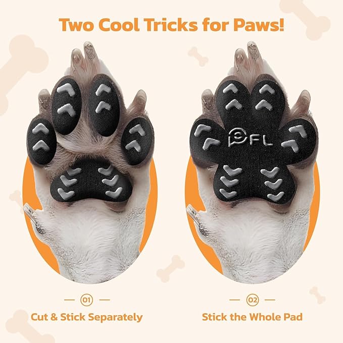 Anti Slip Dog Paw Protector Pads for Senior Dogs, Paw Pads for Dogs Traction, Disposable Self Adhesive Paw Grips for Old Dog on Slippery Hardwood Floor, Black 12 Sets (48pcs) XXL (61-80lbs)