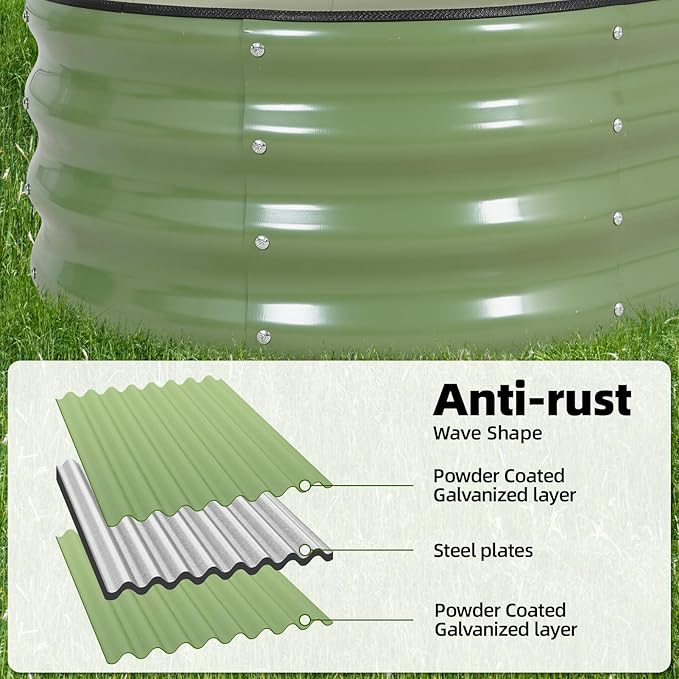 G GOOD GAIN Galvanized Metal Raised Garden Bed Kit - 4x2x1FT Outdoor Planter Box with Safety Edging and Gloves for Vegetables, Fruits, Flowers(White, 2PC)