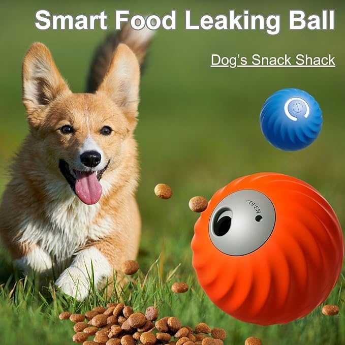 Zoomie Buddy 2.0, Zoomie Buddy for Dogs, 2 in 1 Smart Touch Interactive Dog Balls ＆ Pet Feeder, 2.83" Diameter, Suitable for Small/Medium Dogs, with Fruit Plush Cover (Orange, Tomato)