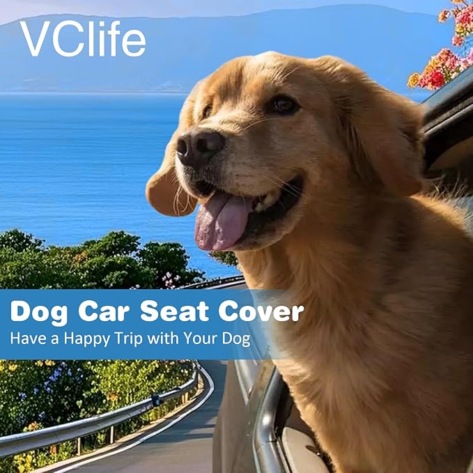 VClife Dog Bed Mat for Car Backseat Extender, Anti Slip Plaid Pet Bed Mat for Car Backseat Extender, Furry Dog Sofa Couch Cover, Washable Travel Dogs Bed for Cars, SUV, Small Truck, 51"×23.6"