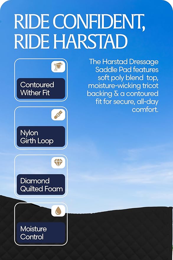 Equinavia Harstad Dressage Saddle Pad | Classic & Durable | Moisture-Wicking Tricot Backing