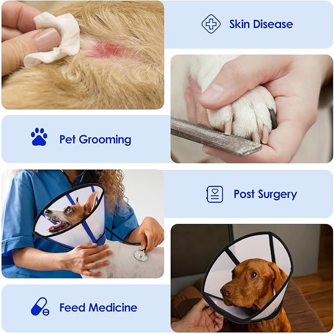 KOESON Dog Cone, Soft Cones for Small Dogs to Stop Licking, Adjustable Doggie Recovery Collar, Lightweight Comfy Dog Cone Collar After Surgery for Wound Healing,Spay, Neuter, Blue S