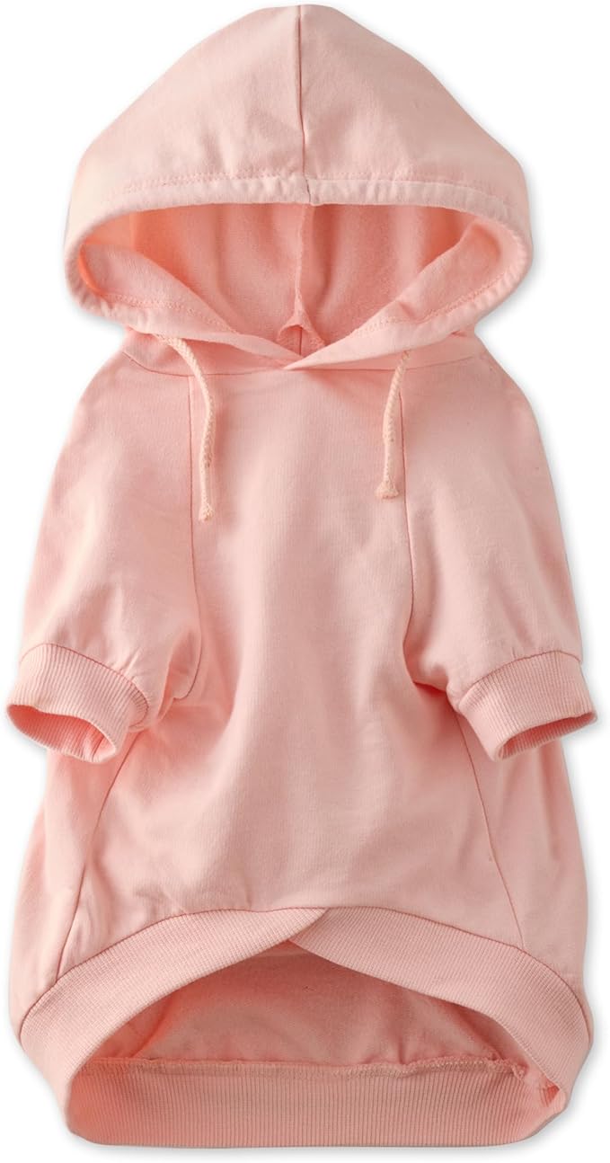 Rocky – The Orginal Lightweight Hooded TEE 100% Organic Cotton Dog Hoodie Pet Coat Sweater for Small, Medium, Large Dogs, Pink, Large