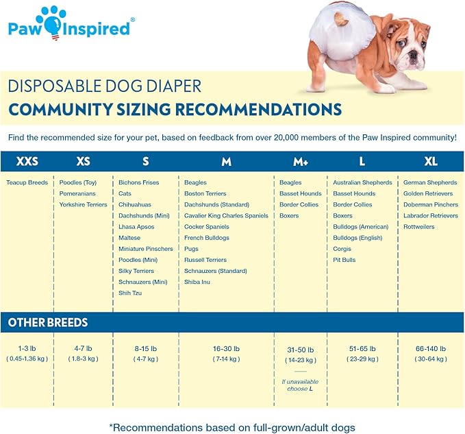 Paw Inspired Disposable Dog Diapers | Female Dog Diapers Ultra Protection | Diapers for Dogs in Heat, Excitable Urination, or Incontinence (12&144 Count) (Large (144 Count))