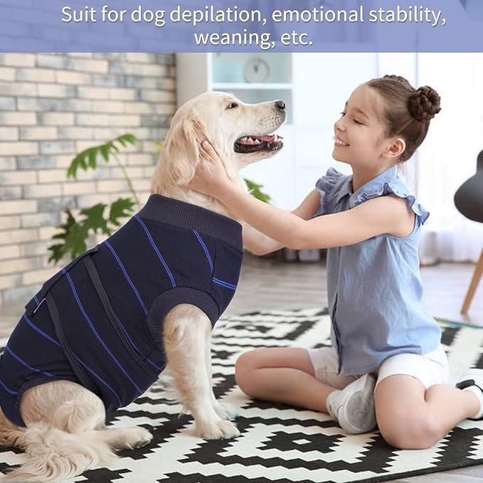 Kuoser Recovery Suit for Dogs After Surgery,Dog Surgery Suit Female Male Spay,Neuter Anti-Licking Dogs Onesie,Abdominal Wound Skin Disease Dog Surgical Suit Snugly Pet Collar Alternative Vest Bodysuit