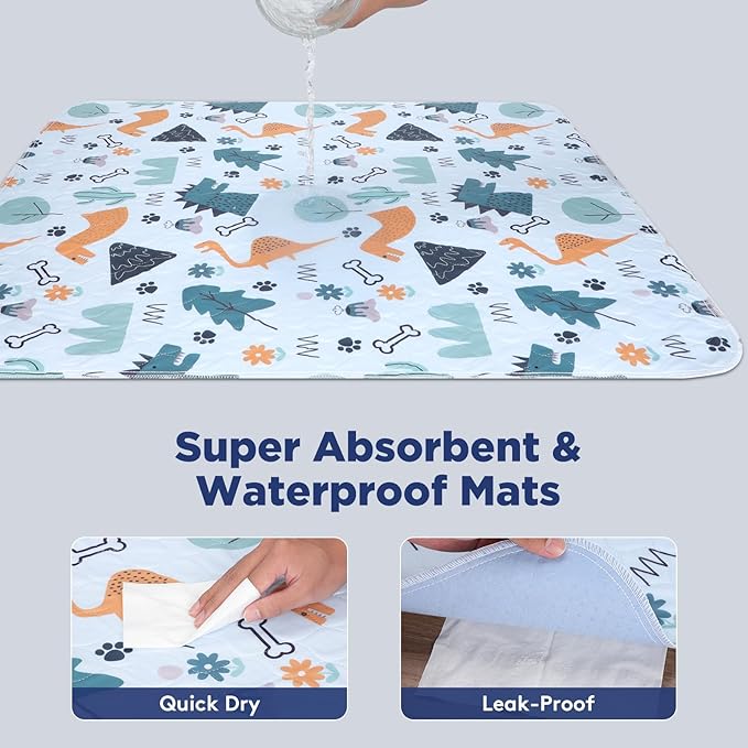 Washable Pee Pads for Dogs, 2 Pack Large 36"x41" Super Absorbent Reusable Training Pads, 100% Waterproof Non-Slip, Whelping & Playpen Indoor Dog Cage Pads Pet Mat Dog Supplies